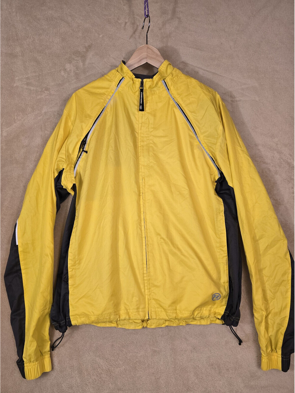 Novara Cycling Windbreaker Water Resistant Yellow Jacket Lg Reflective Stowable